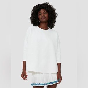 White Retro Paisley Quilted Crewneck Pullover